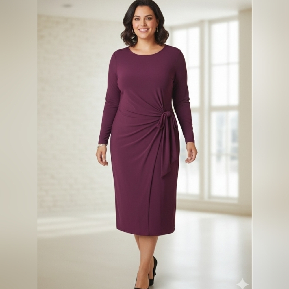 Anne Klein Plus Size Solid Ity Wrap Dress Size 16 Purple